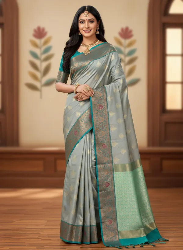 Grey_Banarasi_Silk_Saree_with_Contrast_Aachal