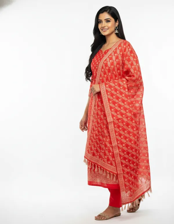 Red_Banarasi_Unstitched_Suit_Fabric_|_Cotton_Silk_Dress_Material_with_Zari_Weaving