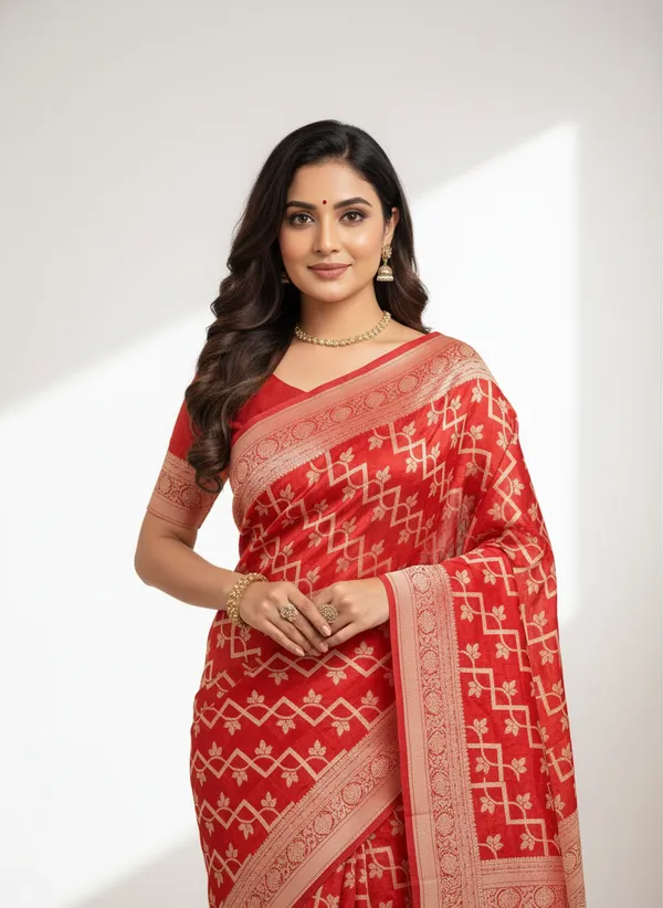 Red_Banarasi_Silk_Zari_Weaved_Saree