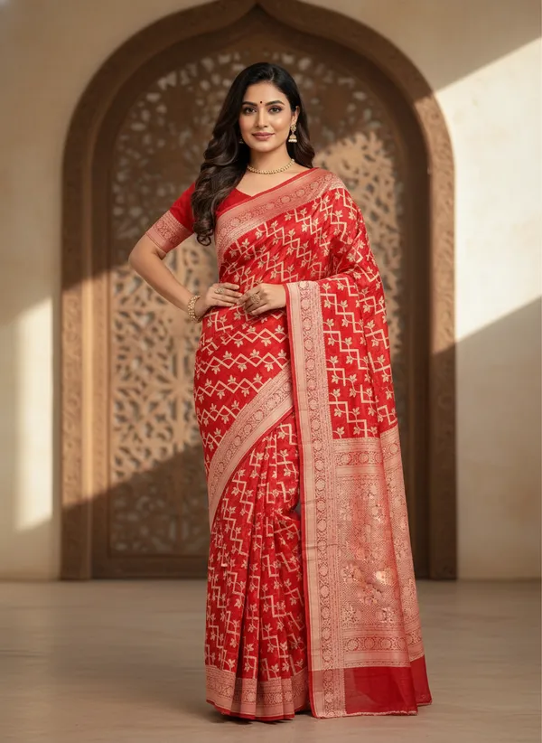 Red_Banarasi_Silk_Zari_Weaved_Saree