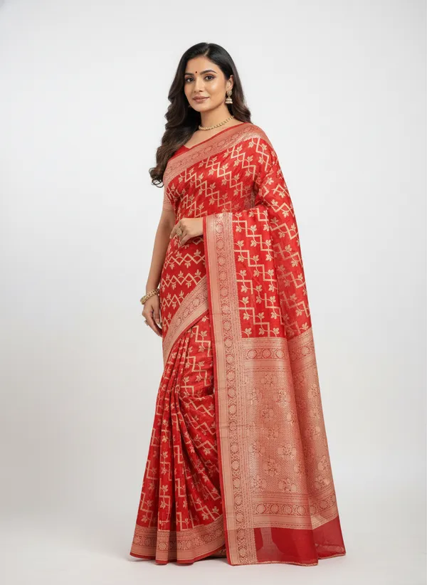Red_Banarasi_Silk_Zari_Weaved_Saree
