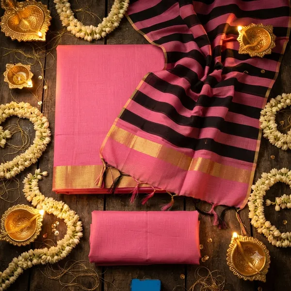 Light_Pink_Banarasi_Cotton_Silk_Plain_Zari_Border_Unstitched_Suit_Set_with_Dupatta_|_Womens_Festive_Ethnic_Wear