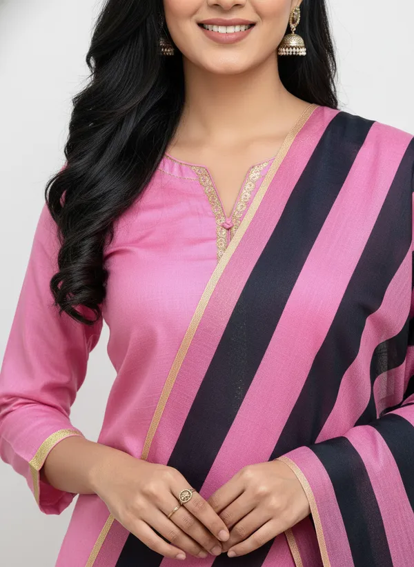 Light_Pink_Banarasi_Cotton_Silk_Plain_Zari_Border_Unstitched_Suit_Set_with_Dupatta_|_Womens_Festive_Ethnic_Wear