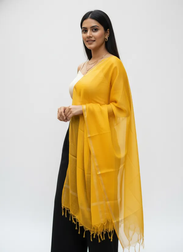 Yellow_Banarasi_Plain_Dupatta_with_Zari_Border_for_Women_|_Lightweight_Traditional_Ethnic_Dupatta