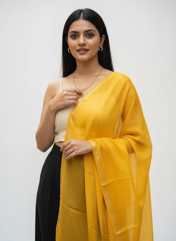 Yellow_Banarasi_Plain_Dupatta_with_Zari_Border_for_Women_|_Lightweight_Traditional_Ethnic_Dupatta