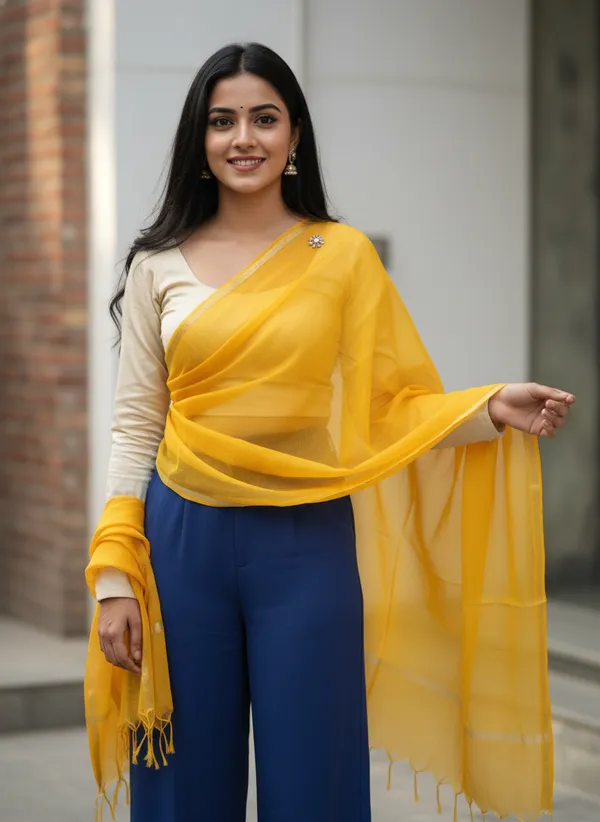 Yellow_Banarasi_Plain_Dupatta_with_Zari_Border_for_Women_|_Lightweight_Traditional_Ethnic_Dupatta