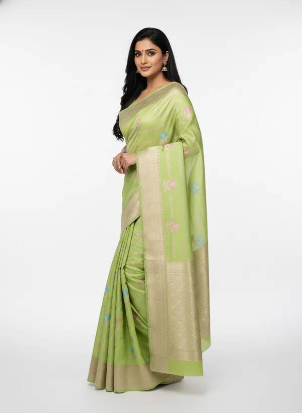 Pista_Banarasi_Silk_Meena_Work_Zari_Weaved_Saree