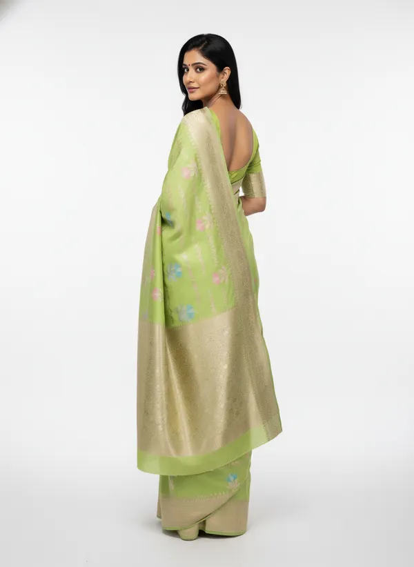 Pista_Banarasi_Silk_Meena_Work_Zari_Weaved_Saree