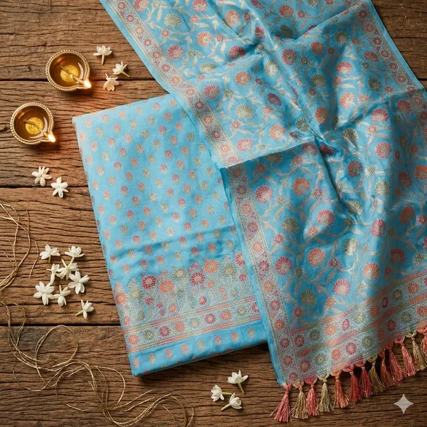 Light_Blue_Unstitched_Suit_Fabric_|_Cotton_Silk_Dress_Material_with_Thread_Weaving