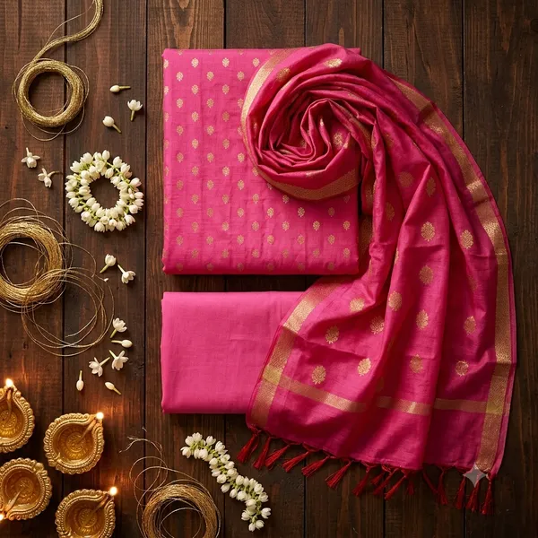 Light_Pink_Banarasi_Unstitched_Suit_Fabric_|_Cotton_Silk_Dress_Material_with_Zari_Weaving