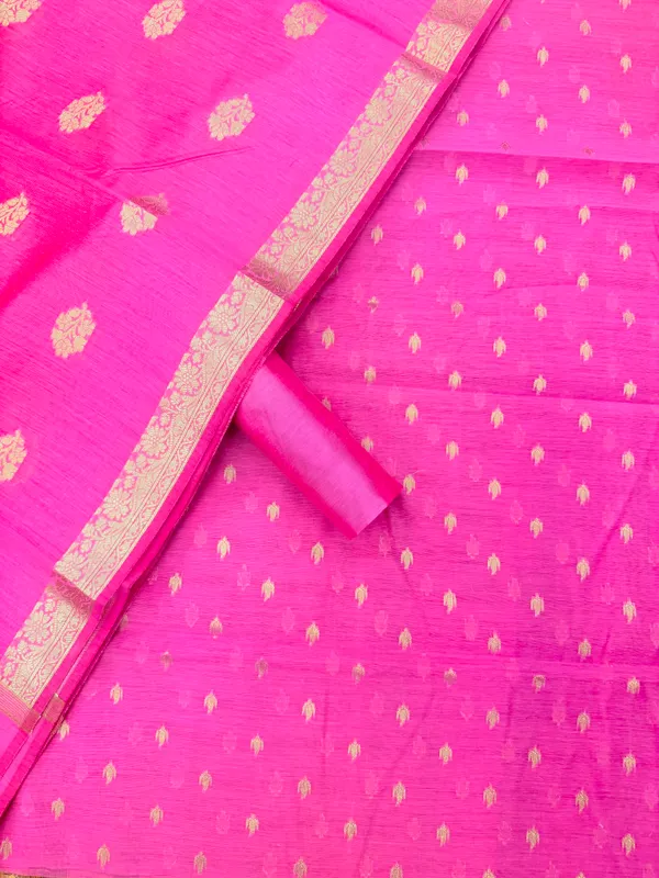 Light_Pink_Banarasi_Unstitched_Suit_Fabric_|_Cotton_Silk_Dress_Material_with_Zari_Weaving