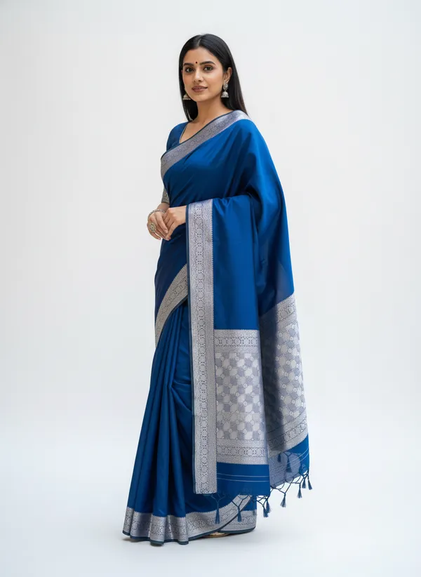 Royal_Blue_Banarasi_Plain_Border_Silk_Saree_with_Heavy_Aachal