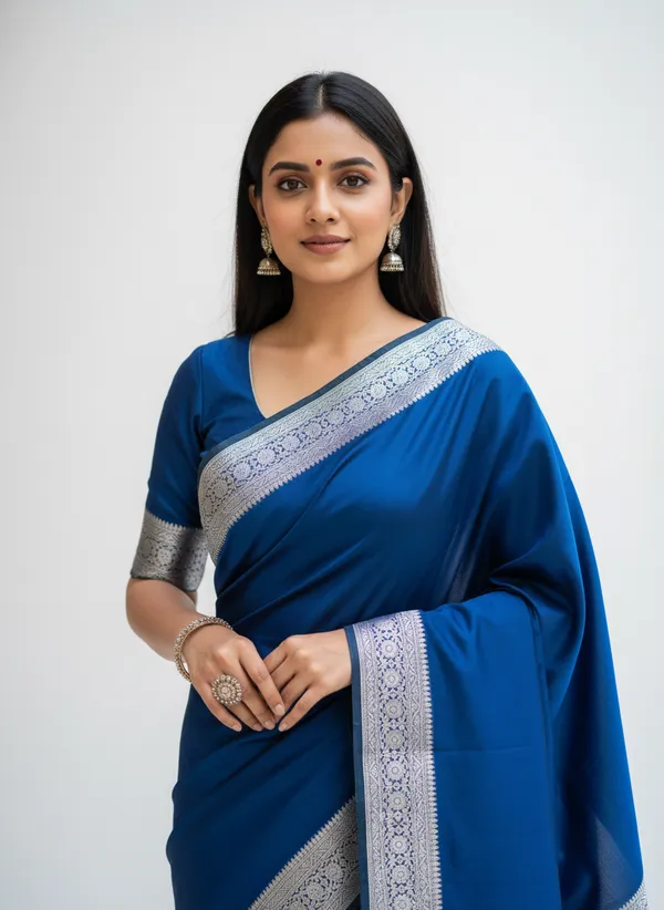 Royal_Blue_Banarasi_Plain_Border_Silk_Saree_with_Heavy_Aachal