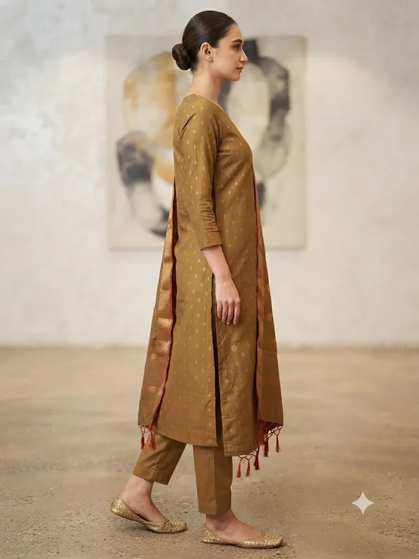Mehndi_Banarasi_Unstitched_Suit_Fabric_|_Cotton_Silk_Dress_Material_with_Zari_Weaving
