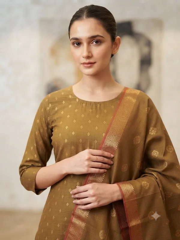 Mehndi_Banarasi_Unstitched_Suit_Fabric_|_Cotton_Silk_Dress_Material_with_Zari_Weaving