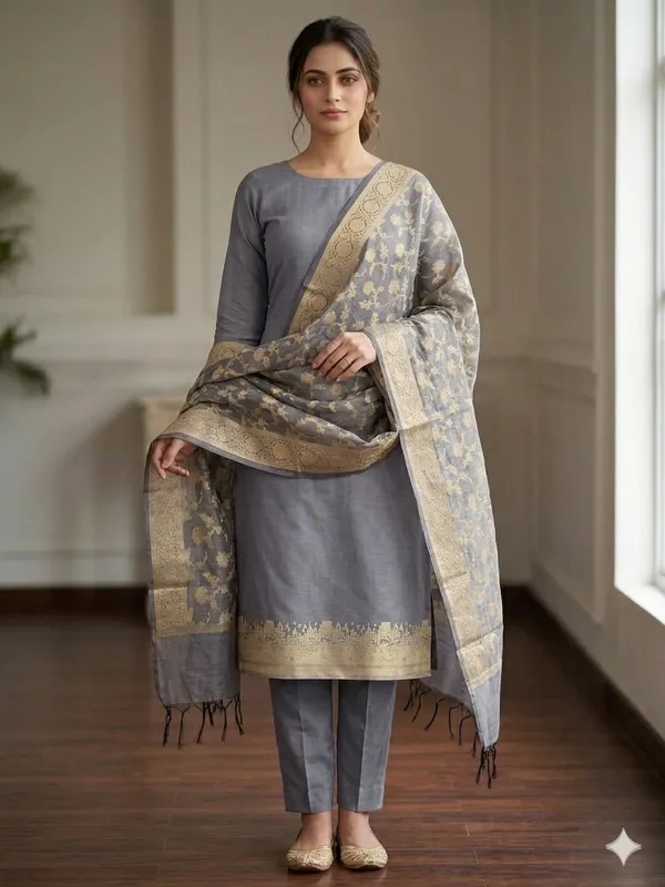 Saltegrey_Banarasi_Unstitched_Suit_Fabric_|_Cotton_Silk_Dress_Material_with_Zari_Weaving
