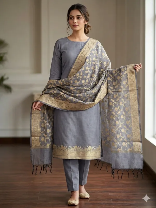 Saltegrey_Banarasi_Unstitched_Suit_Fabric_|_Cotton_Silk_Dress_Material_with_Zari_Weaving