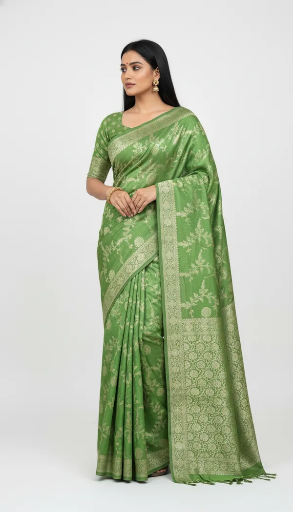 Green_Banarasi_Silk_Jaal_Work_Zari_Weaved_Saree