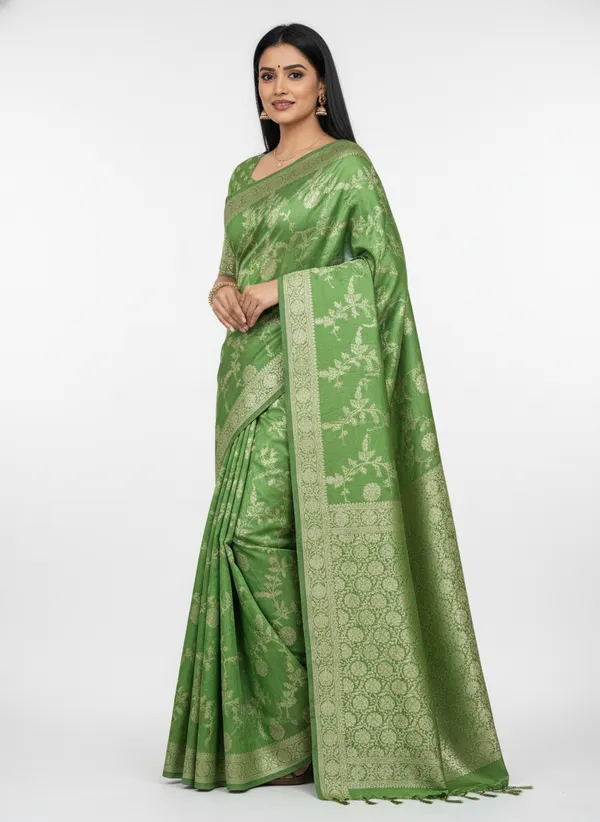 Green_Banarasi_Silk_Jaal_Work_Zari_Weaved_Saree
