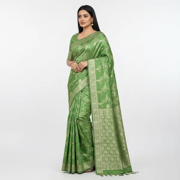 Green_Banarasi_Silk_Jaal_Work_Zari_Weaved_Saree