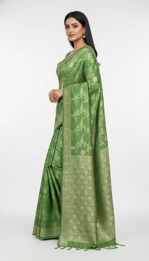 Green_Banarasi_Silk_Jaal_Work_Zari_Weaved_Saree