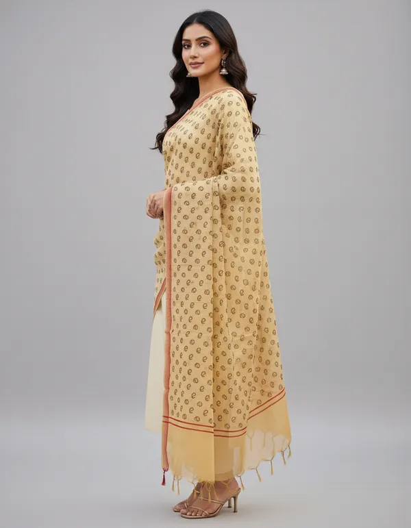 Beige_Banarasi_Cotton_Printed_Dupatta