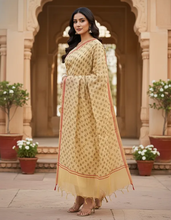 Beige_Banarasi_Cotton_Printed_Dupatta