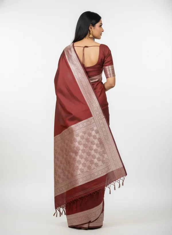 Maroon_Banarasi_Plain_Border_Silk_Saree_with_Heavy_Aachal