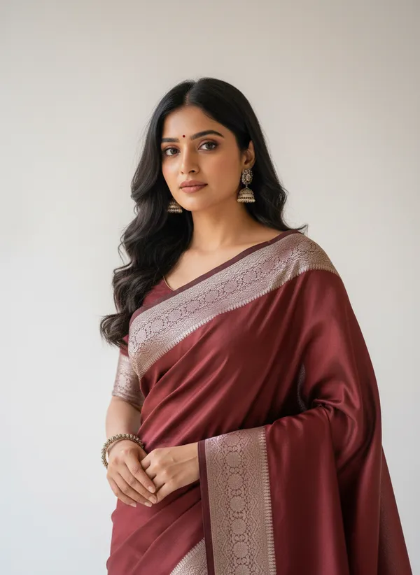 Maroon_Banarasi_Plain_Border_Silk_Saree_with_Heavy_Aachal