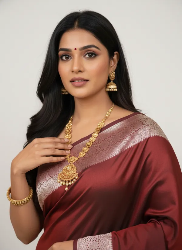 Maroon_Banarasi_Plain_Border_Silk_Saree_with_Heavy_Aachal