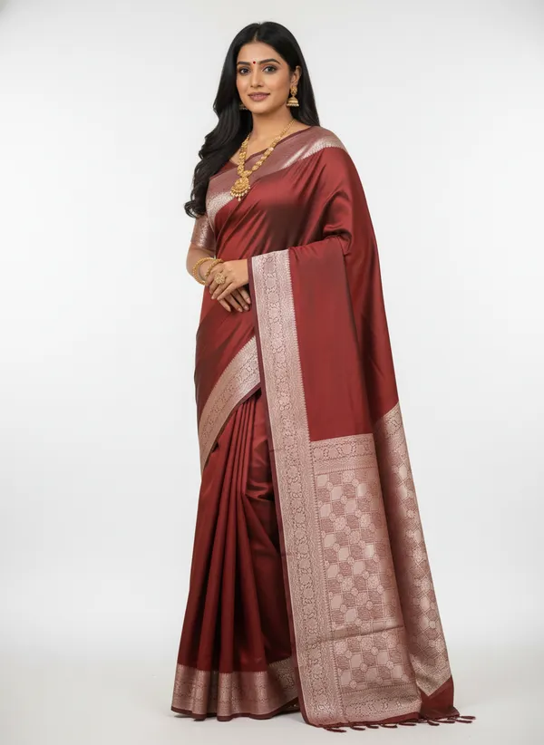 Maroon_Banarasi_Plain_Border_Silk_Saree_with_Heavy_Aachal