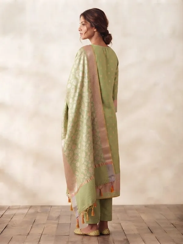 Pista_Banarasi_Cotton_Silk_Unstitched_Suit_Fabric_With_Dupatta_For_Women