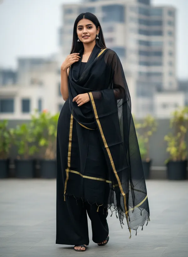 Black_Banarasi_Plain_Dupatta_with_Zari_Border_for_Women_|_Lightweight_Traditional_Ethnic_Dupatta