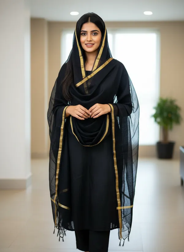 Black_Banarasi_Plain_Dupatta_with_Zari_Border_for_Women_|_Lightweight_Traditional_Ethnic_Dupatta