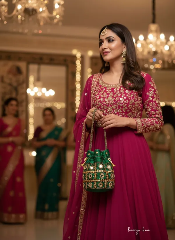 Green_Colour_Handcrafted_Banarasi_Brocade_Potli_Bag_with_Drawstring_Closure