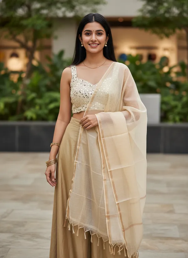 Cream_Banarasi_Plain_Dupatta_with_Zari_Border_for_Women_|_Lightweight_Traditional_Ethnic_Dupatta