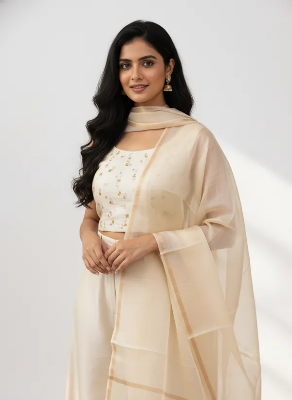 Cream_Banarasi_Plain_Dupatta_with_Zari_Border_for_Women_|_Lightweight_Traditional_Ethnic_Dupatta
