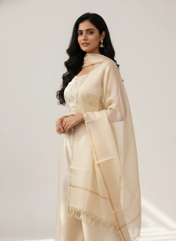 Cream_Banarasi_Plain_Dupatta_with_Zari_Border_for_Women_|_Lightweight_Traditional_Ethnic_Dupatta