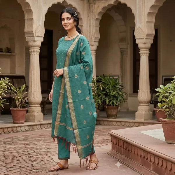 Sea_Green_Banarasi_Unstitched_Suit_Fabric_|_Cotton_Silk_Dress_Material_with_Zari_Weaving