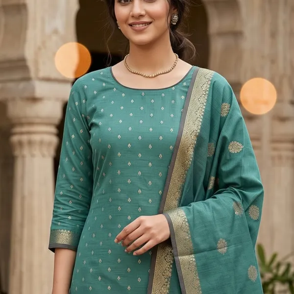 Sea_Green_Banarasi_Unstitched_Suit_Fabric_|_Cotton_Silk_Dress_Material_with_Zari_Weaving