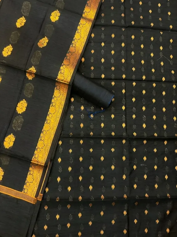 Black_Banarasi_Unstitched_Suit_Fabric_|_Cotton_Silk_Dress_Material_with_Zari_Weaving