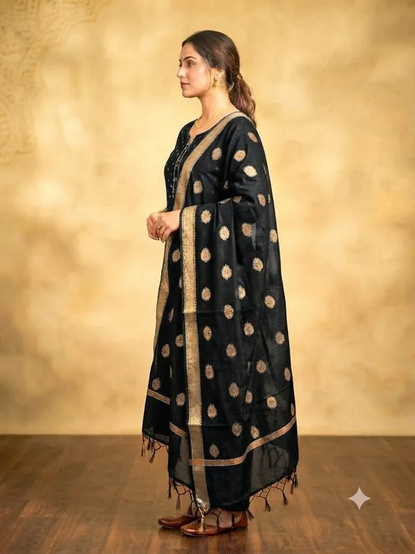 Black_Banarasi_Unstitched_Suit_Fabric_|_Cotton_Silk_Dress_Material_with_Zari_Weaving