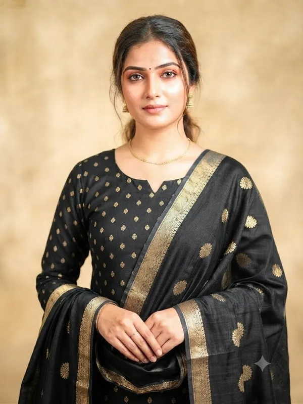 Black_Banarasi_Unstitched_Suit_Fabric_|_Cotton_Silk_Dress_Material_with_Zari_Weaving