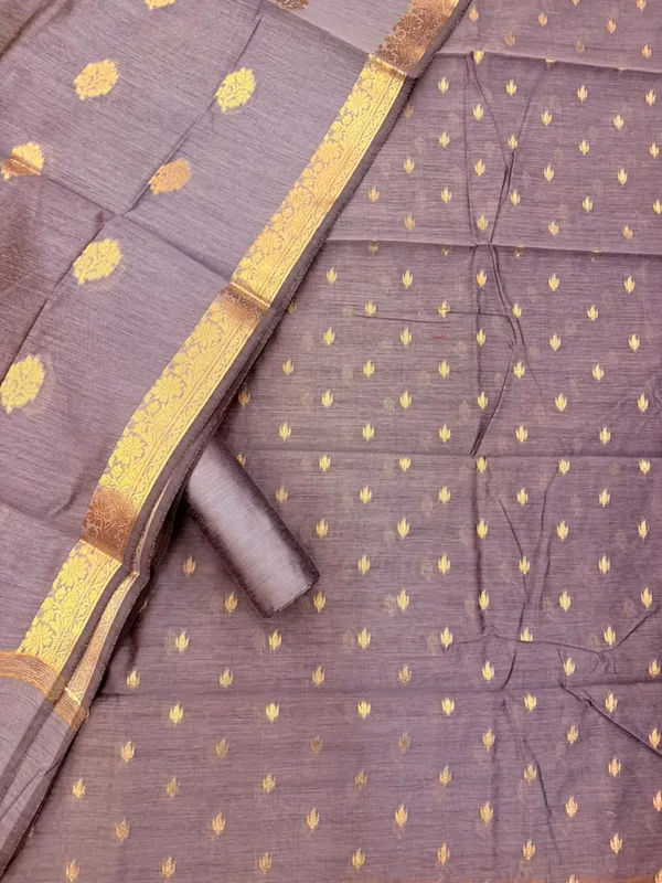 Grey_Banarasi_Unstitched_Suit_Fabric_|_Cotton_Silk_Dress_Material_with_Zari_Weaving