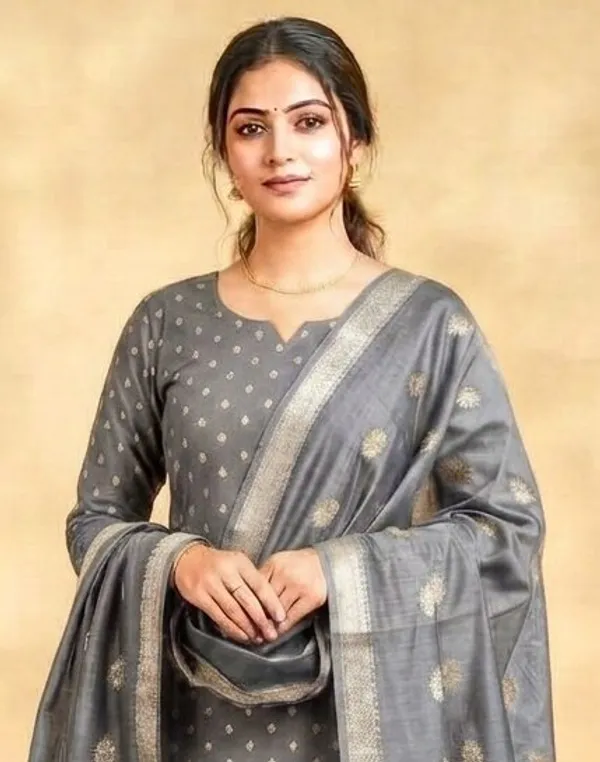Grey_Banarasi_Unstitched_Suit_Fabric_|_Cotton_Silk_Dress_Material_with_Zari_Weaving