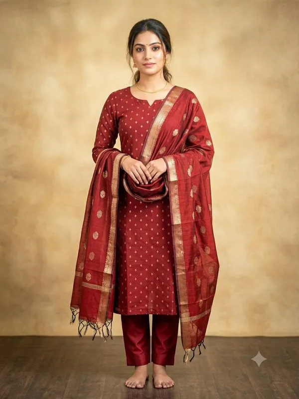 Maroon_Banarasi_Unstitched_Suit_Fabric_|_Cotton_Silk_Dress_Material_with_Zari_Weaving