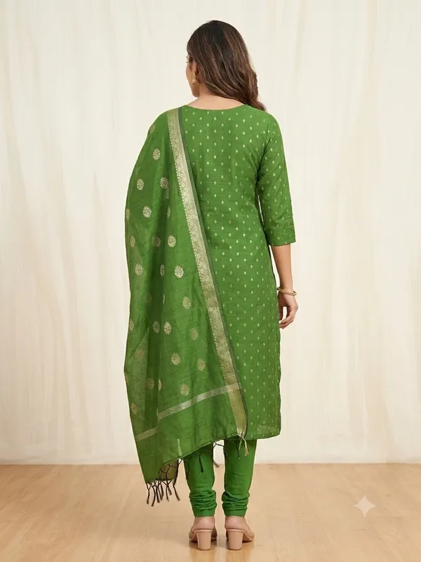 Mehendi_Banarasi_Unstitched_Suit_Fabric_|_Cotton_Silk_Dress_Material_with_Zari_Weaving