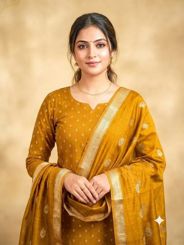 Mustard_Banarasi_Unstitched_Suit_Fabric_|_Cotton_Silk_Dress_Material_with_Zari_Weaving