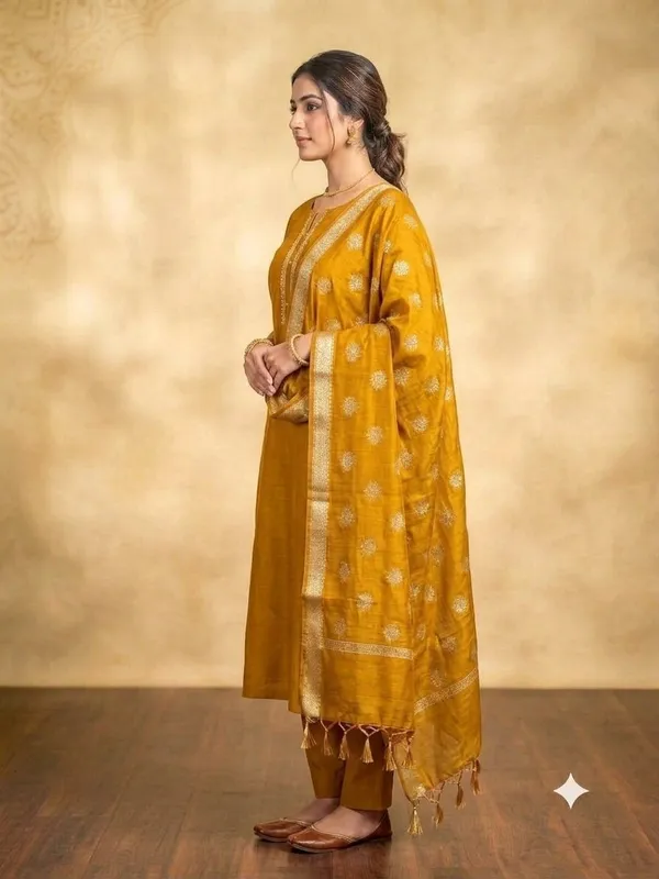 Mustard_Banarasi_Unstitched_Suit_Fabric_|_Cotton_Silk_Dress_Material_with_Zari_Weaving