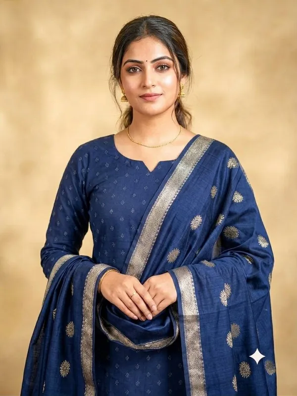 Navy_Blue_Banarasi_Unstitched_Suit_Fabric_|_Cotton_Silk_Dress_Material_with_Zari_Weaving